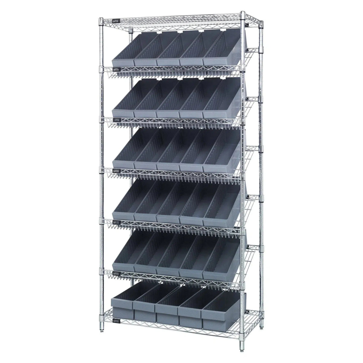 Quantum WRS-7-606 | 18x36x74 Slanted Wire Shelf Bin Organizer