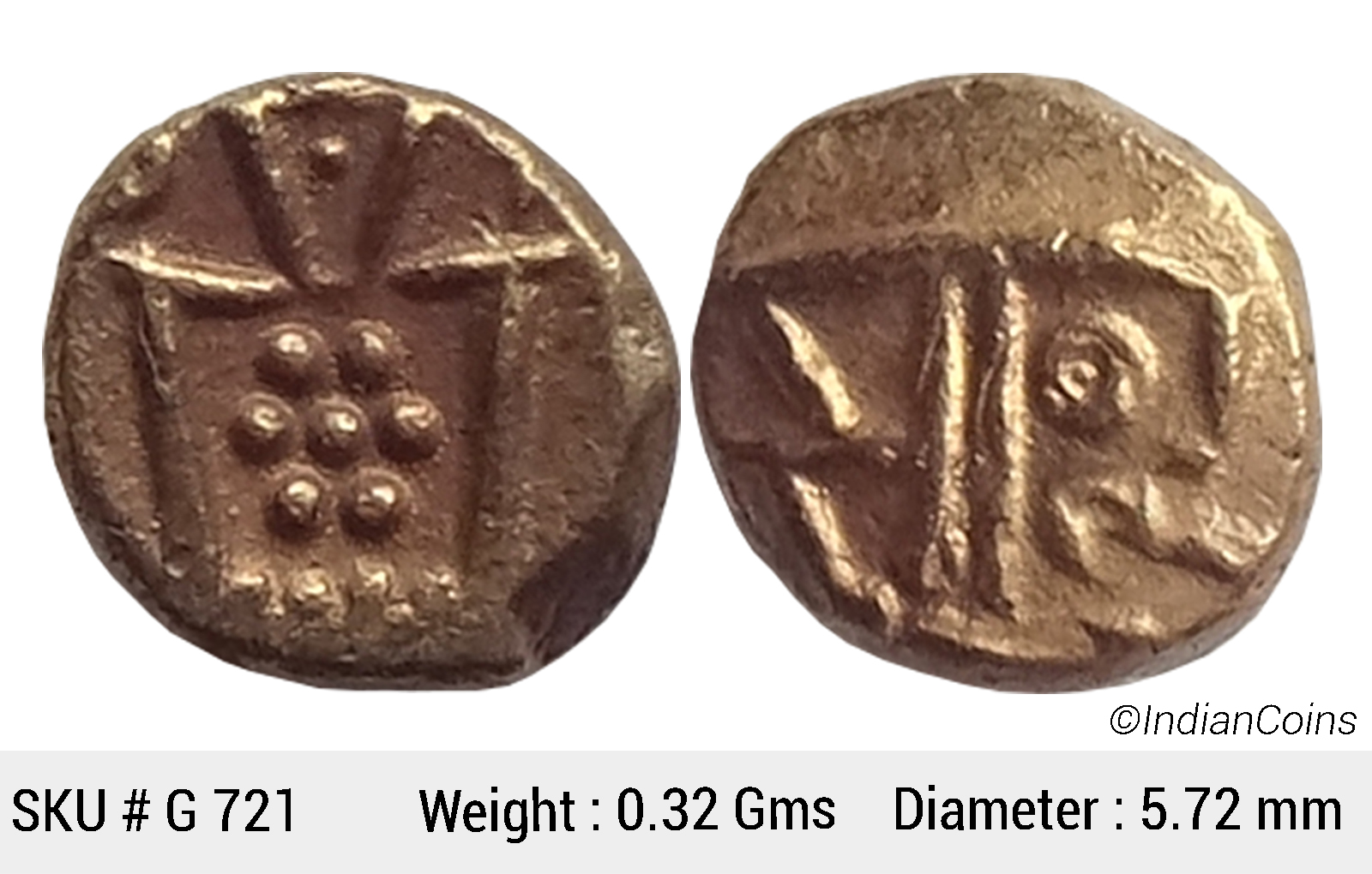 Indo Dutch Coromandel Coast Gold Fanam Rare G 721 - IndianCoins