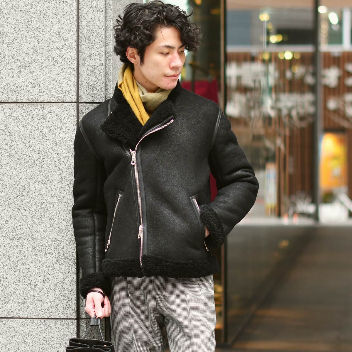 Cinquanta【チンクアンタ】別注 ムートン ダブルライダースジャケット