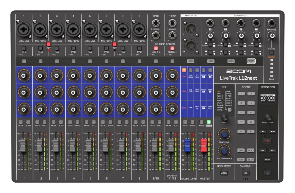ZOOM LiveTrak L12next登場！ アナログの操作性とデジタルの利便性を