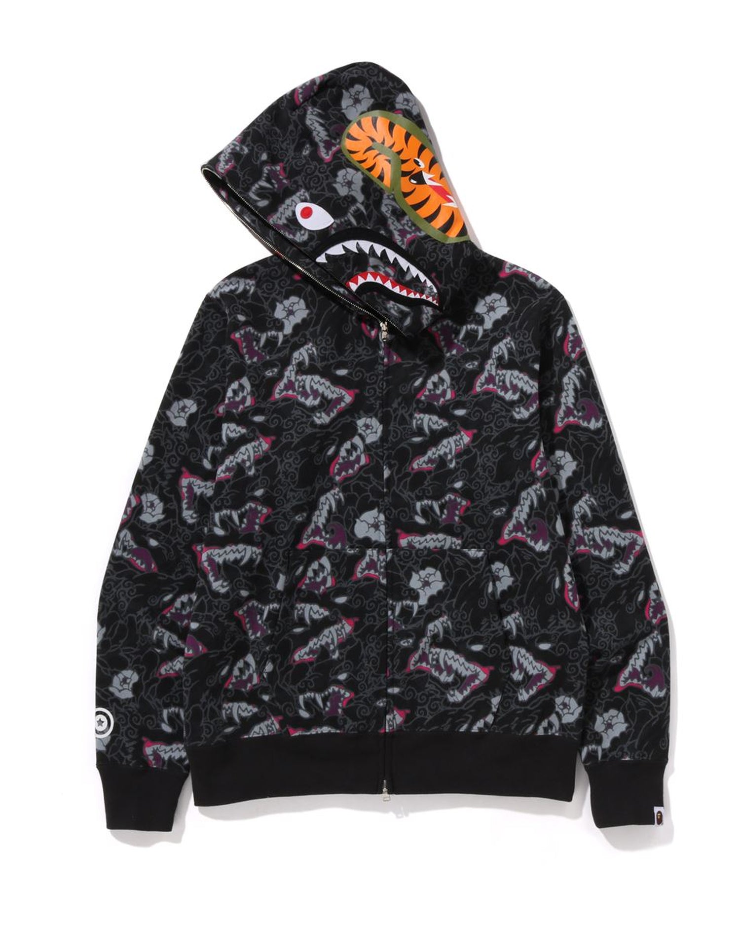 A BATHING APE® Japanese Tattoo Camo Shark Fz Hoodie | Bape