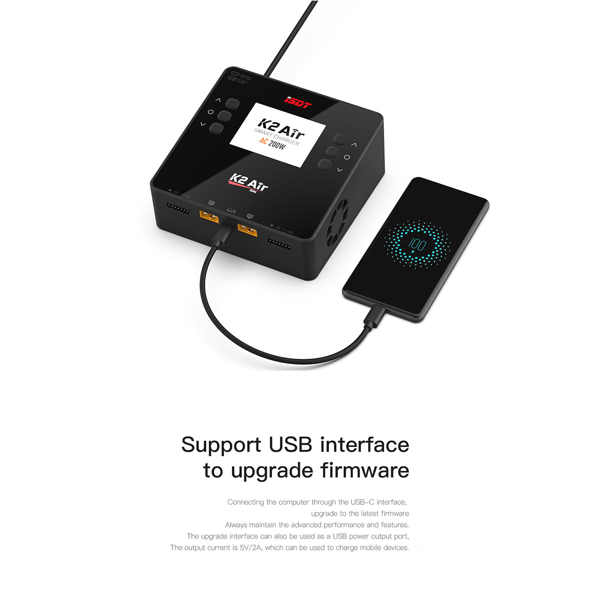 K2 Air Bluetooth Remote Control Lipo Charger,AC/DC 200W/500Wx2 20A