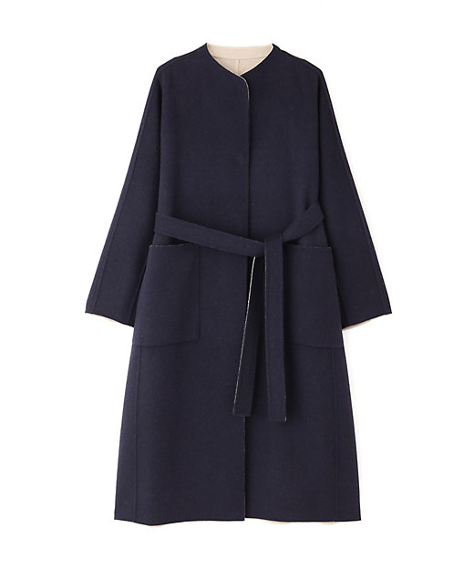 カシミヤ混 2TONE リバーロングコート（5313252001