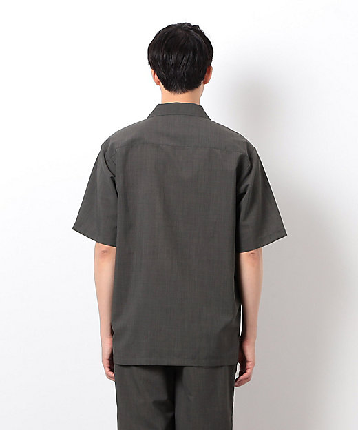 セットアップ対応】リネンライク ポリエステル オープンカラーシャツ