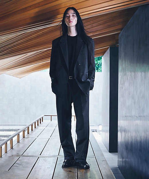 ブライトリーセットアップ】マニッシュストライプ 2WAYストレッチ