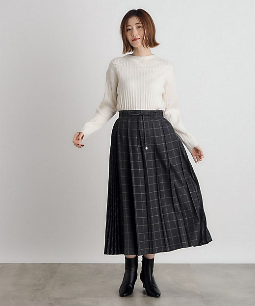 ダブルプリーツチェックスカート（2002330019） | GROVE