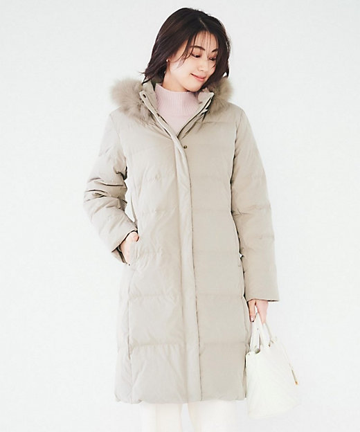 撥水／洗える／フード取り外し】ファー付きロングダウンコート