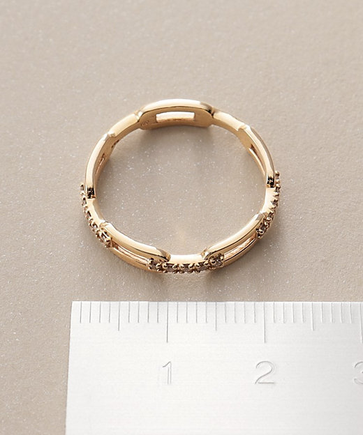 K10ダイヤモンド ケーブルチェーンモチーフ リング大（16号