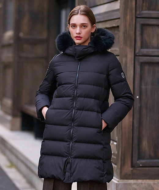 軽量／3WAY】ブルーフォックスファーロングタフタダウンコート