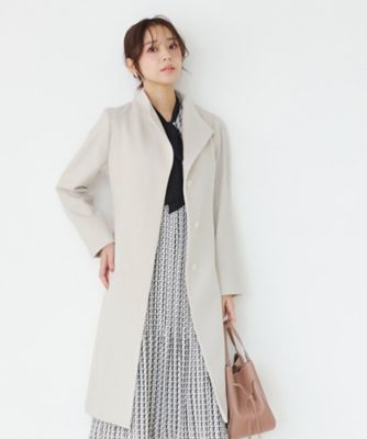 カシミヤ混／日本製】Iラインスタンドウィングカラーコート