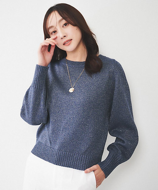 アンサンブル可能／ラメ調】シャイニーセミラグランプルオーバーニット