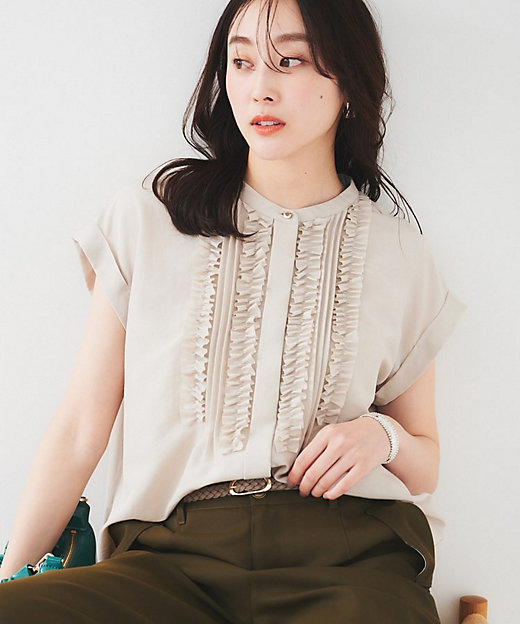 吸水速乾／UVケア】フィブリルフリルブラウス（2002465256