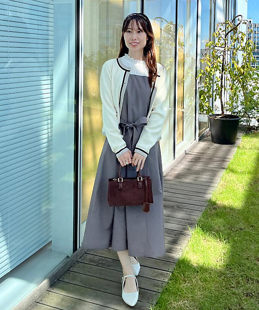 高見え・通勤・大人可愛い】配色総針スカラカーディガン