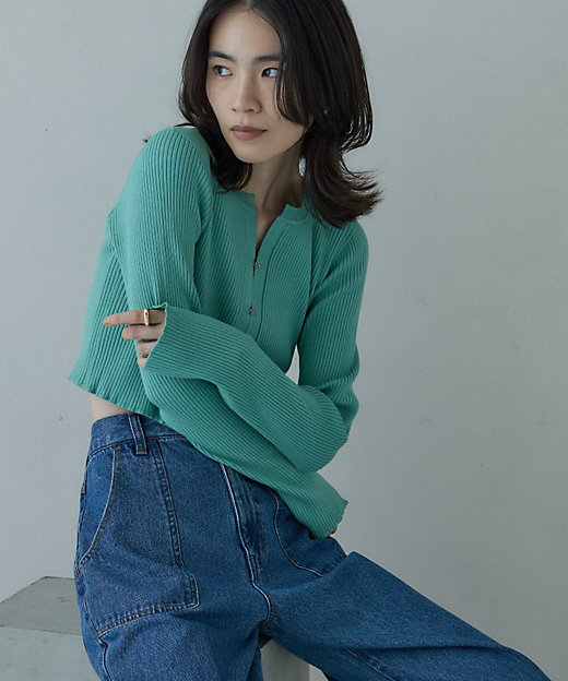 クロップドリブホックカーディガン（2002537715） | GALLEST