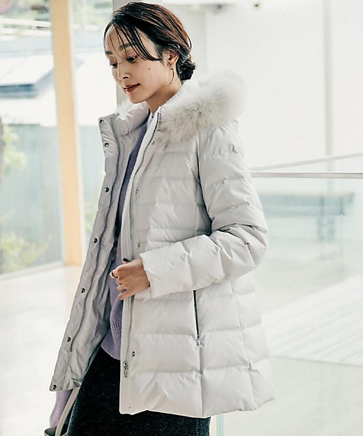 はっ水機能／フード取り外し可】ミディダウンコート