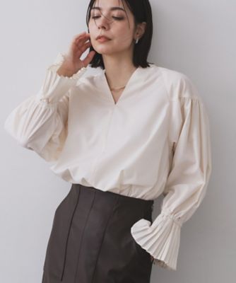 プリーツキャンディスリーブブラウス【洗濯機洗い可