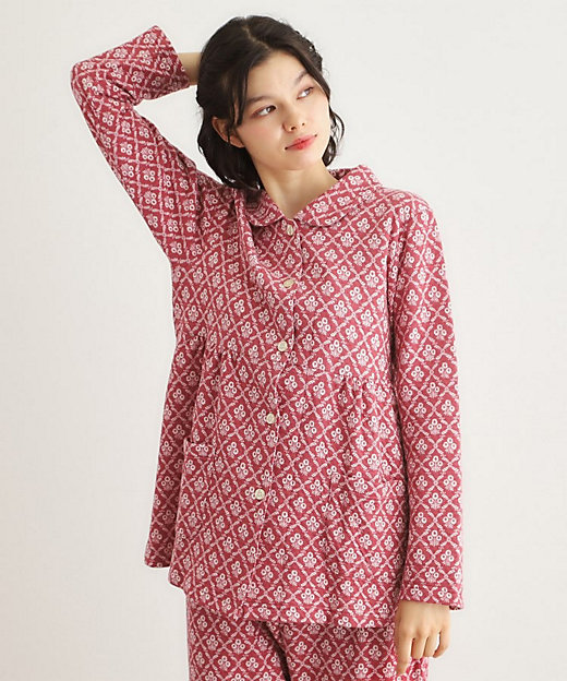 中わた入り マリートレリス柄プリント ニットキルトパジャマ