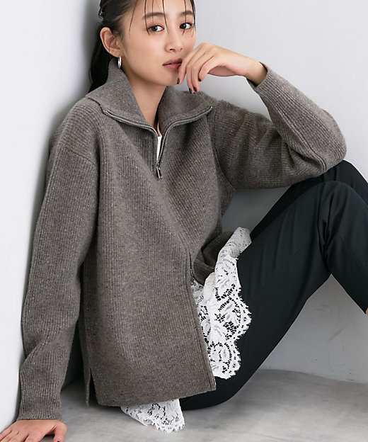 洗える】カラーネップ ダブルジップカーディガン