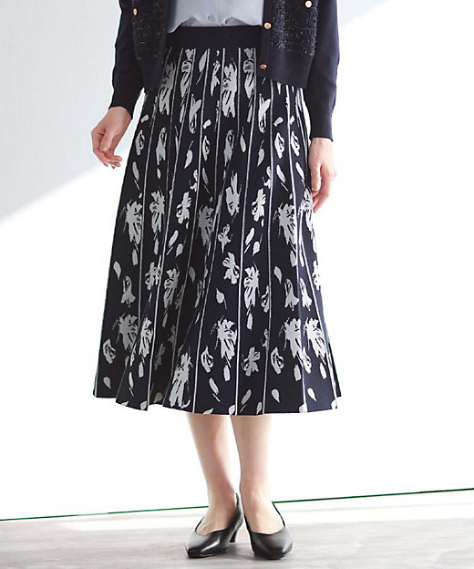 セットアップ可】ダブルジャカードニットフレアスカート