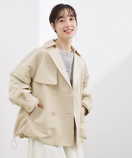 撥水／シルエット2WAY】軽やかミドルトレンチコート