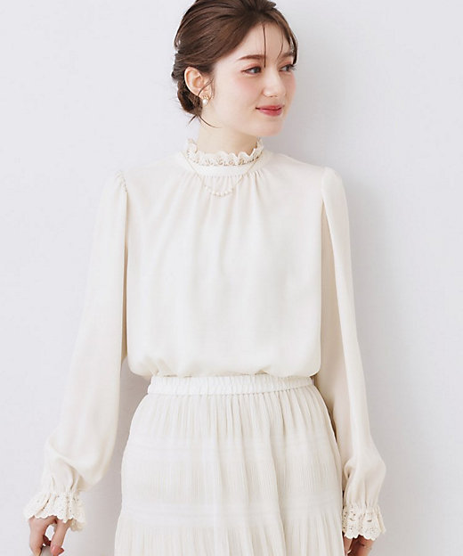 2WAY・ハレの日・通勤】エンブロレースブラウス