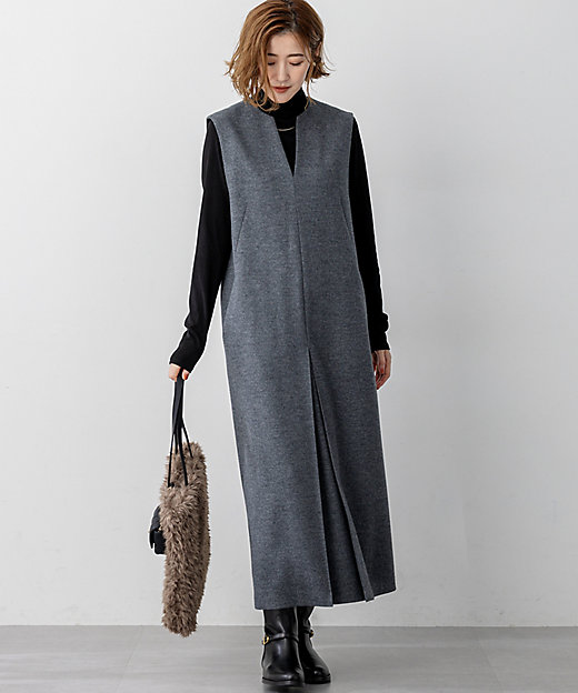 ウールミルドジャージー ボックスタック ジャンパースカート