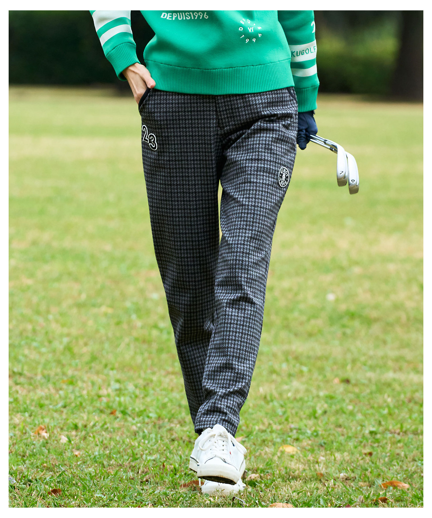 WOMEN】ガンクラブチェックテーパードパンツ