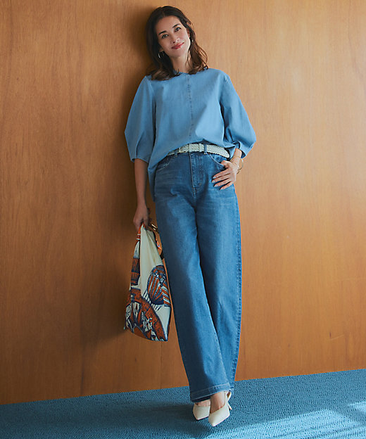 一部店舗限定】23区DENIM ストレッチ ワイドパンツ