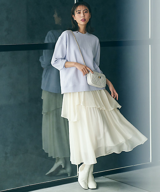 Oggi4月号掲載／洗える】シアーツイル ティアードスカート