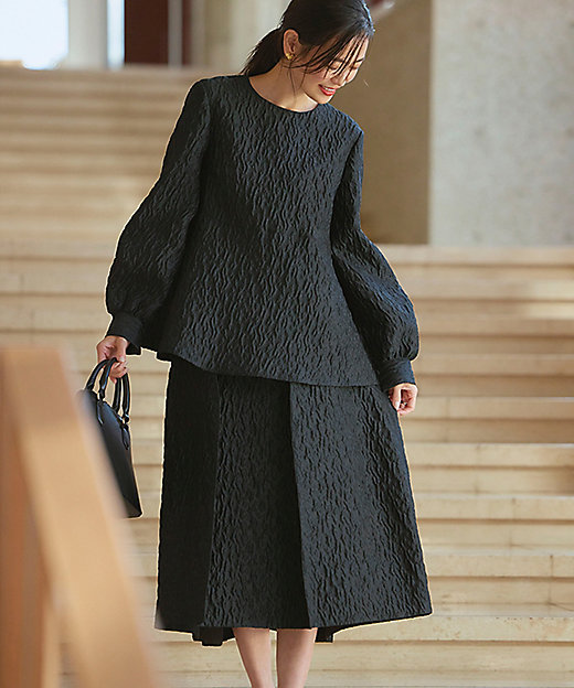 洗える】エクラジャカード コクーン スカート（SKWOCW0012