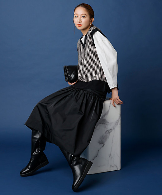 蛯原友里さん着用】メモリータフタ ティアード スカート