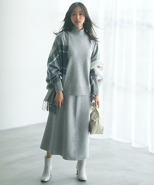 滝沢眞規子さん着用／洗える】ウールカシミヤ ニットスカート