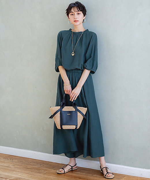 洗える】LIBECOリネン ボリュームスリーブ ブラウス