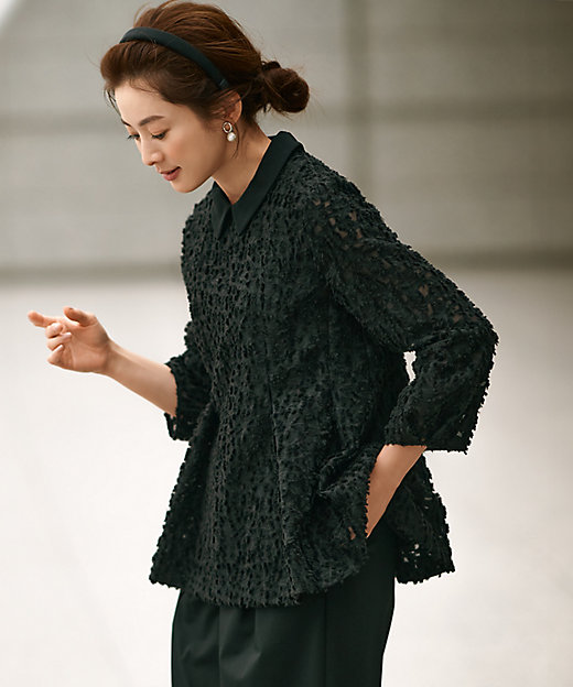 VERYコラボ】ボタニカル カットジャカード ブラウス