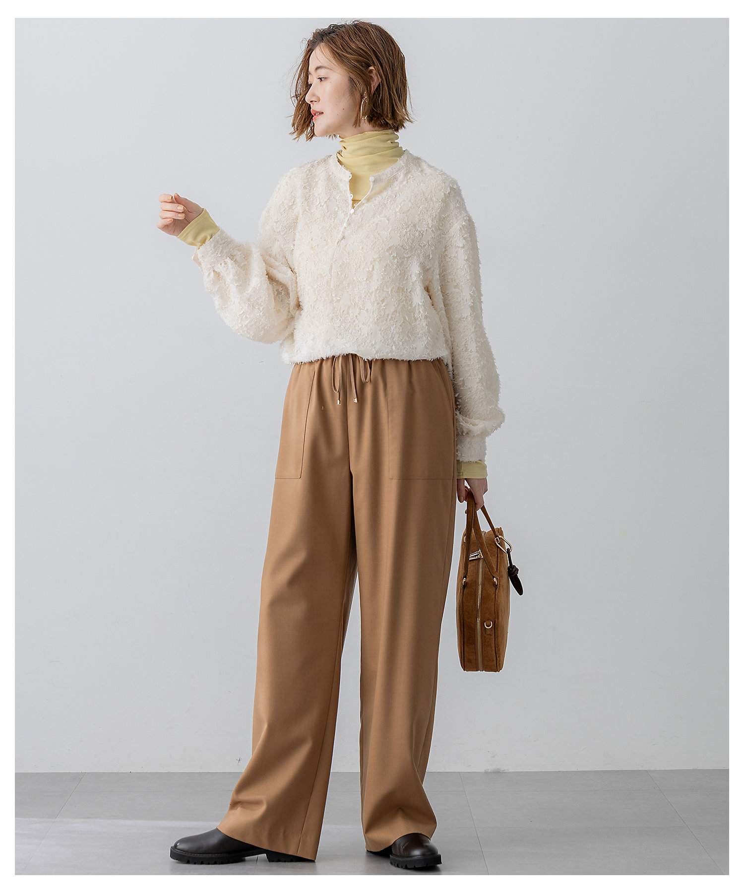 洗える】シアーカットジャカード ブラウス（BLWOGW0420