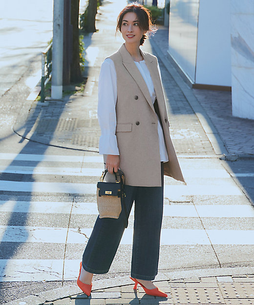 セットアップ対応】リネン ミックスツイード ジレ