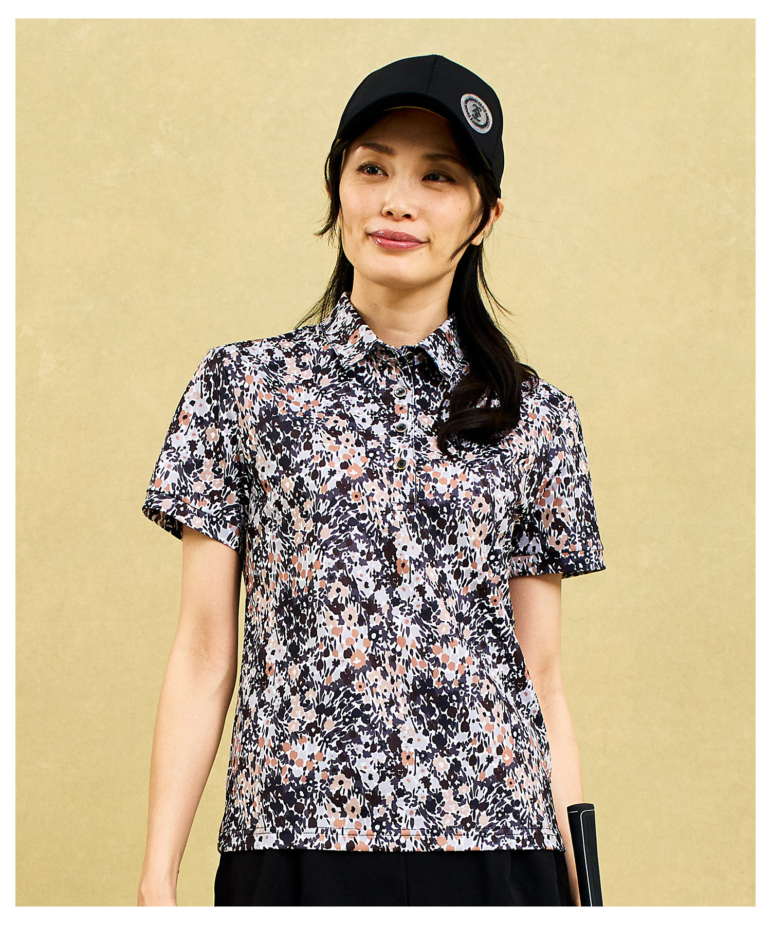 WOMEN】総柄フラワープリント ポロシャツ（KHVLGM0418