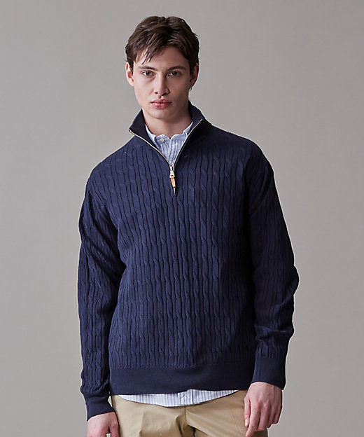 ギマコットン ケーブルハーフジップ ニット（KROVGM0202