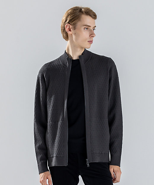 新柄】 レーヨンリンクス ハイネックジップアップカーディガン