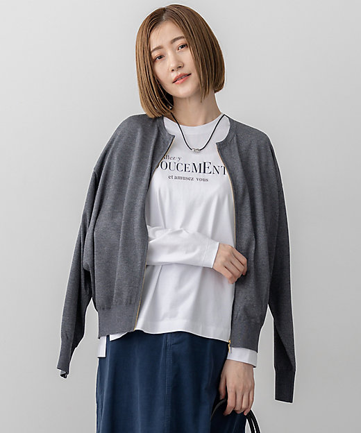 洗える】オータムシャイニー ニット ブルゾン（KRWOGA0363