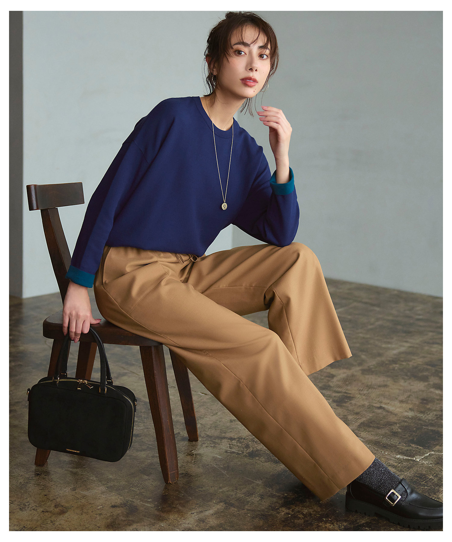 洗える】ダブルフェイス プルオーバー ニット（KRWOGW0465