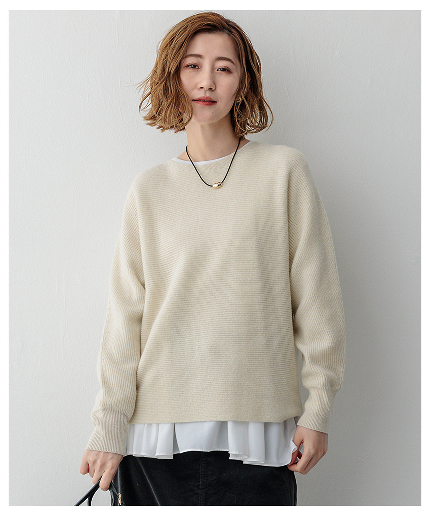 洗える】ラメウール ドルマンスリーブ ニット（KRWSCW0557