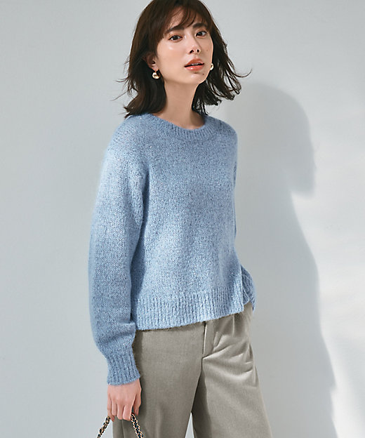 Oggi2月号掲載／洗える】スパングル クルーネック ニット
