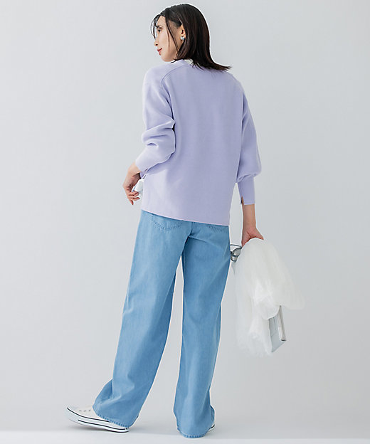 洗える】コンパクトコットンポリエステル Vネック ニット