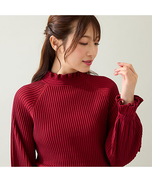 定番人気アイテム】ドロップショルダーフリル襟ニット