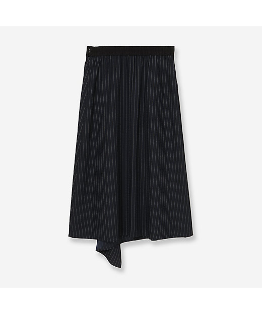 洗える・S／M／Lサイズ】イレギュラーヘムピンストライプスカート