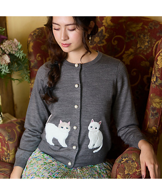 ネコアップリケニットカーディガン（82136402） | Rose Tiara