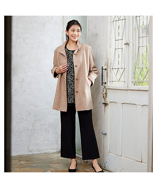 千鳥柄スタンドカラーコート（21086401） | MISSEL/ミゼール