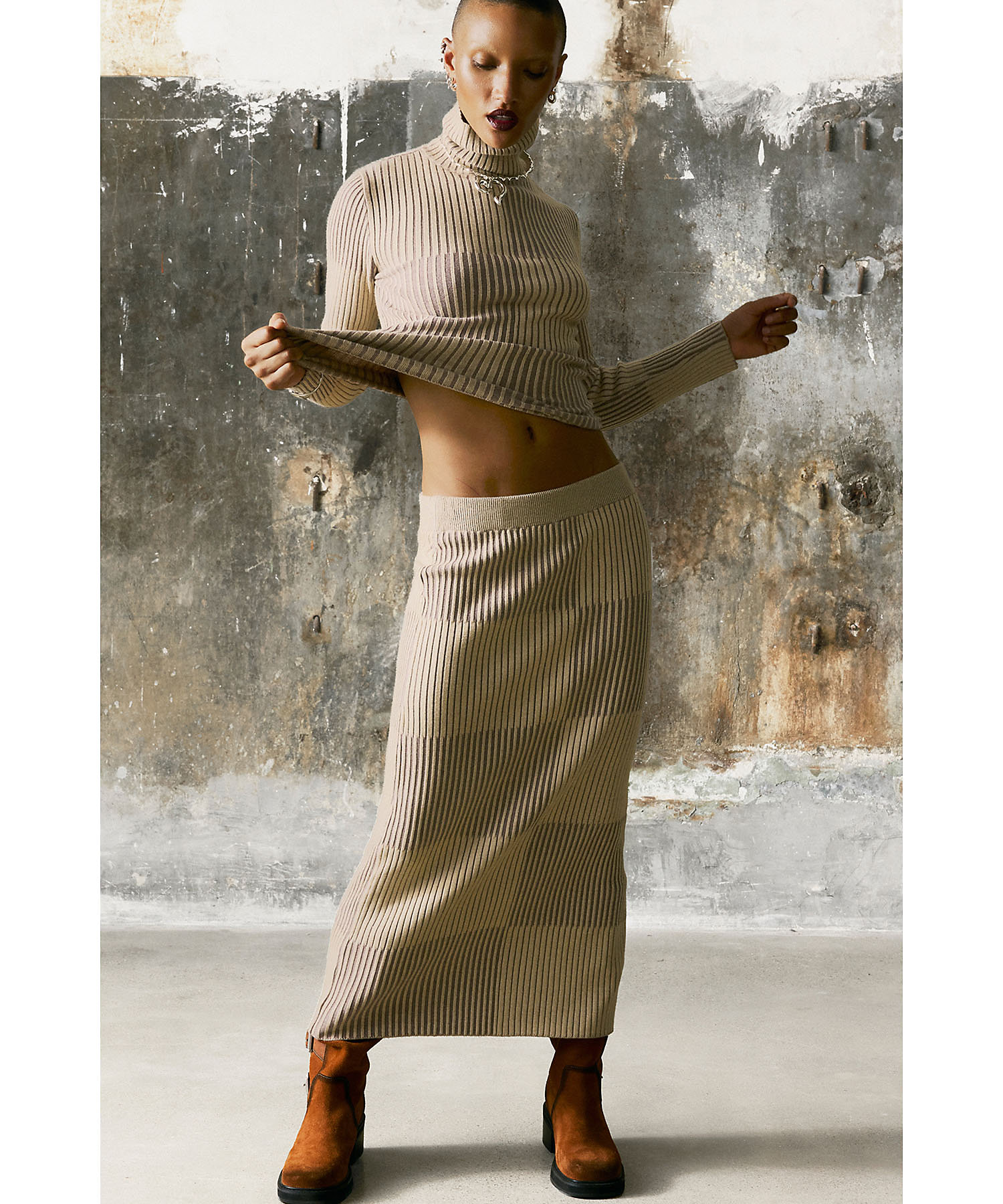 ブロックチェック柄ニットスカート 26SWFFX0 | Desigual