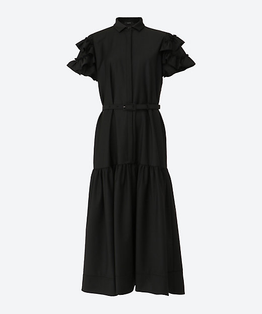 ラッフルトリムスリーブミディシャツドレス YCD―325―007